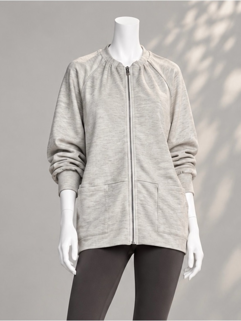 Varley Evelyn Jacket XS Off White Heathered Oversized Full Zip Minimalist